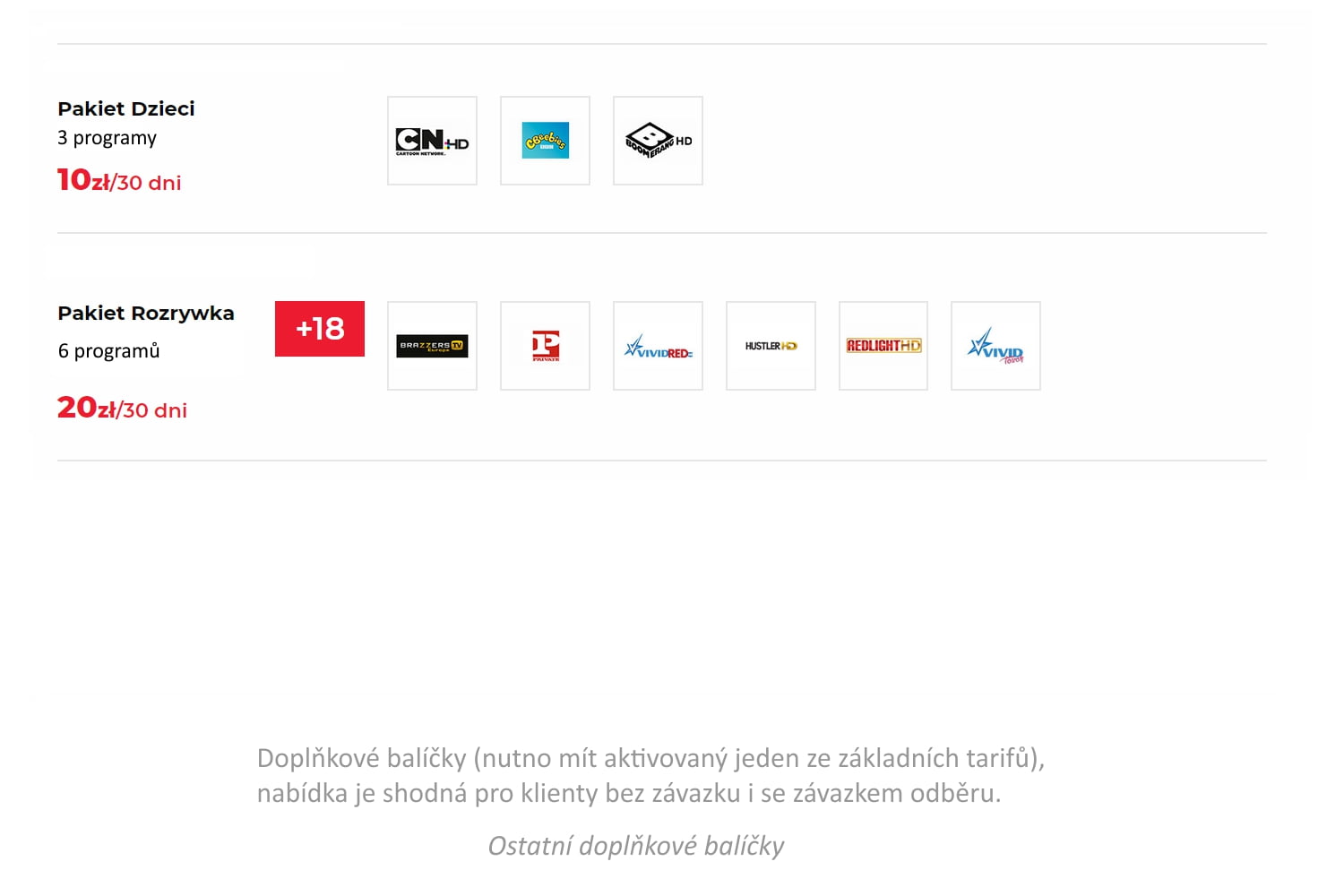 Programová nabídka OTT Cyfrowy Polsat