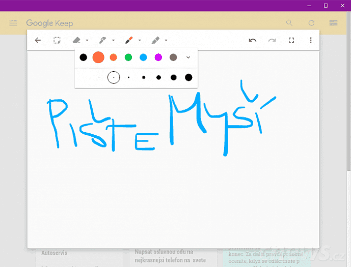 Google Keep a psaní rukou