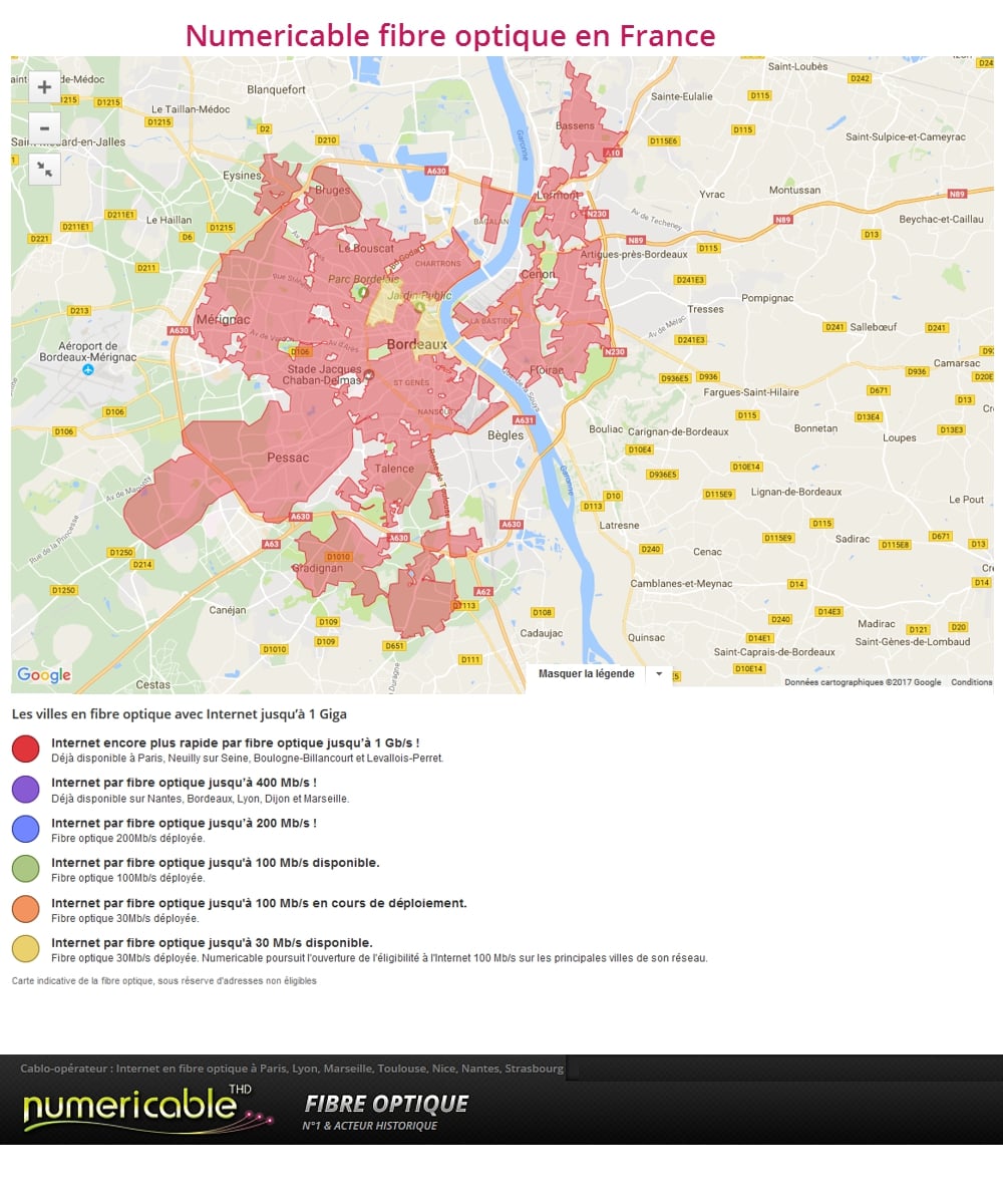 Mapa pokrytí Numericable