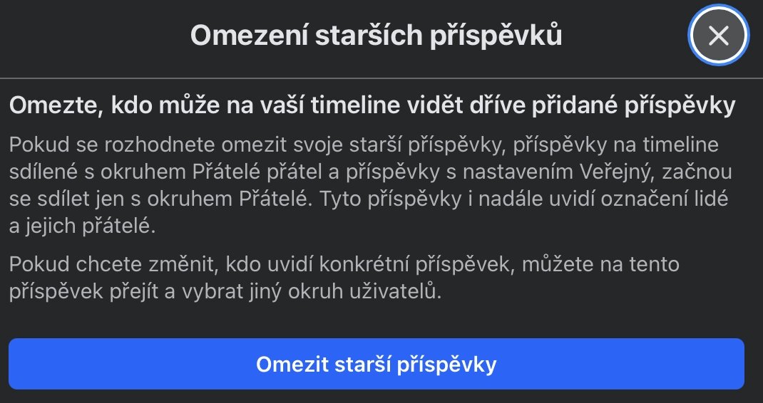 Jak omezit starší příspěvky na Facebooku