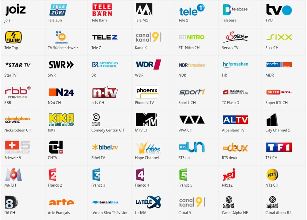 Swisscom TV Air - přehled programů Italiano+