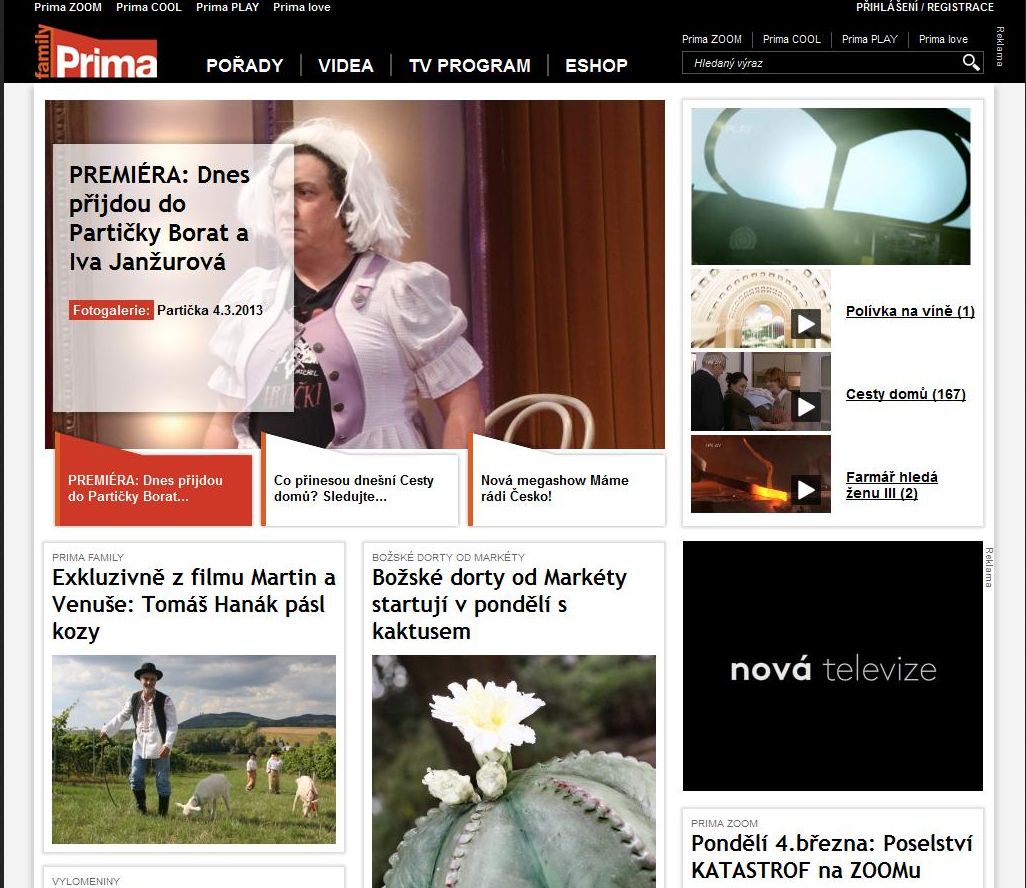 Nová podoba hlavní webové stránky Prima Group