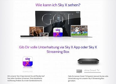 Možnosti sledování Sky X