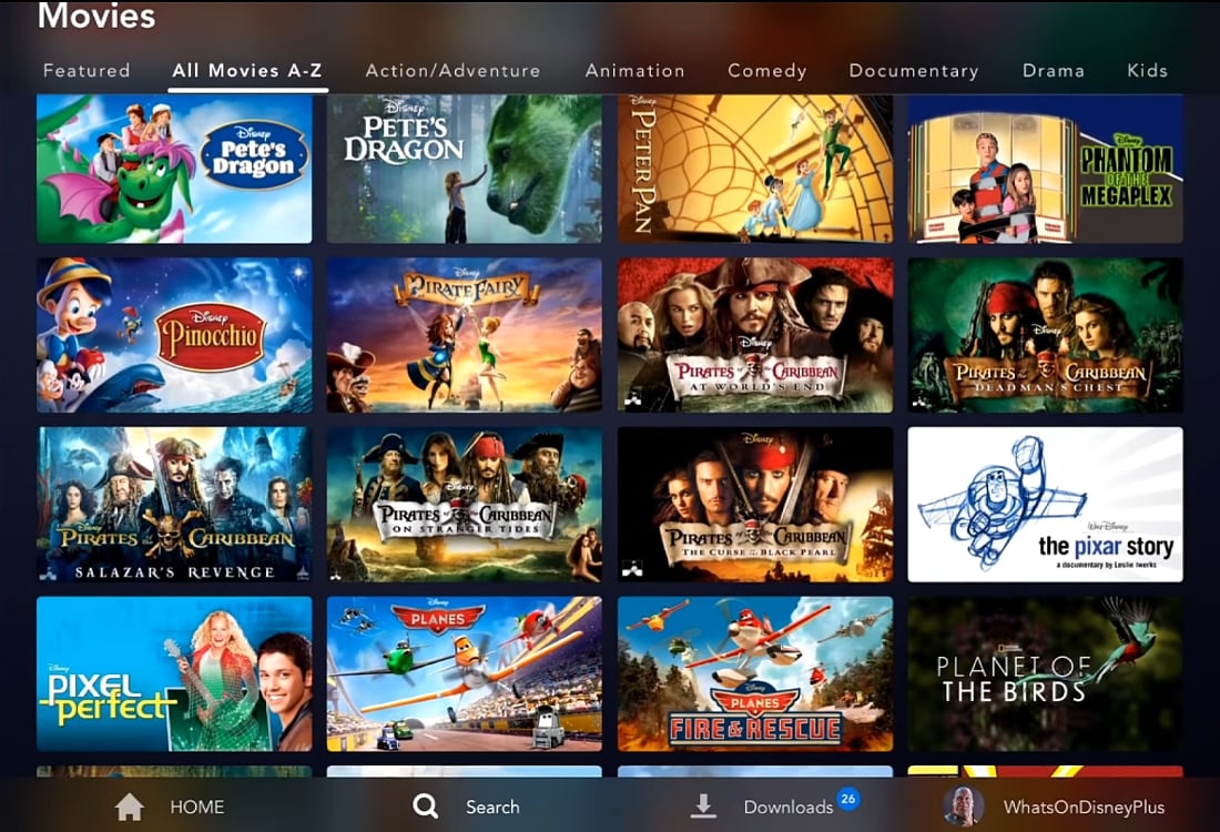 Abecední katalog filmů Disney+