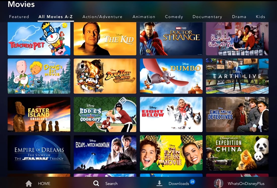 Abecední katalog filmů Disney+