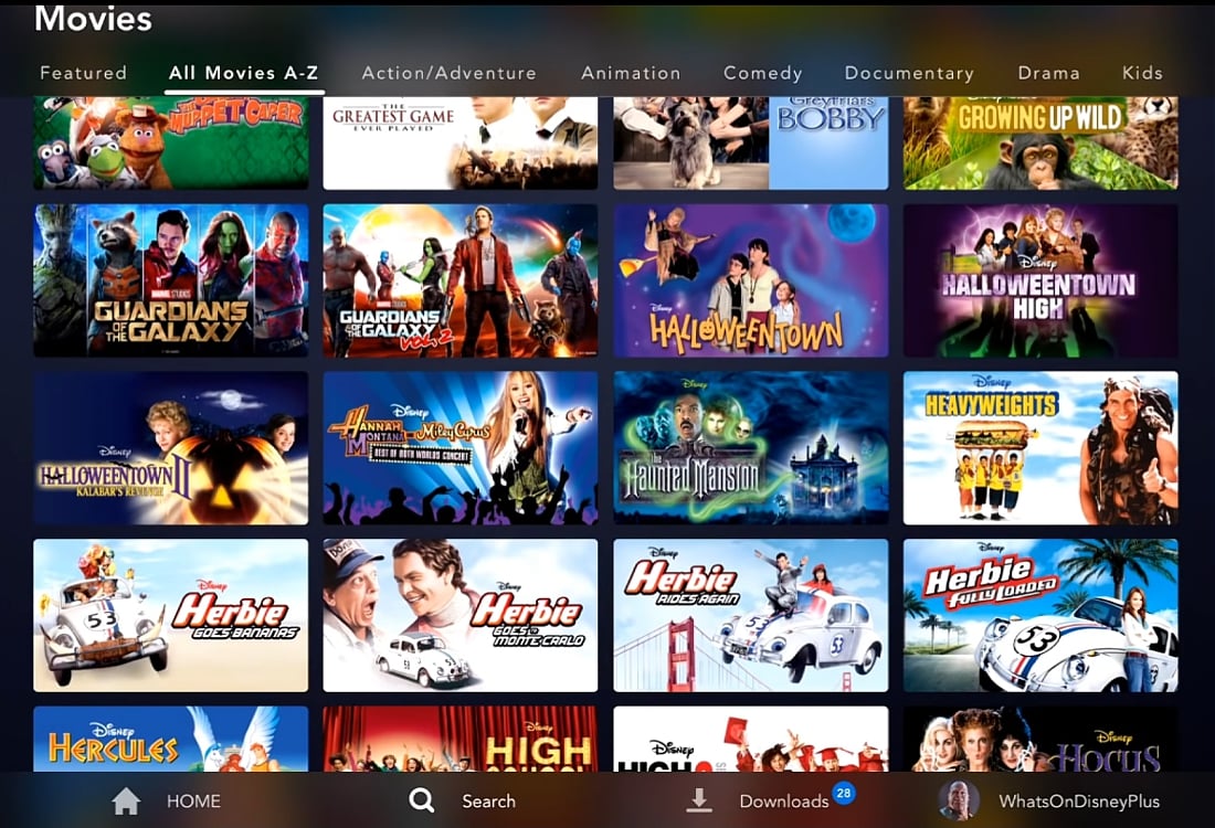 Abecední katalog filmů Disney+