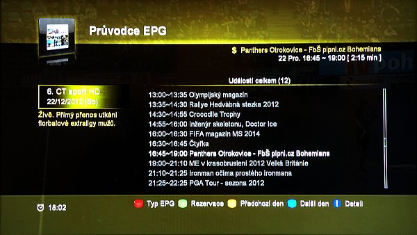 Denní EPG pro jeden program