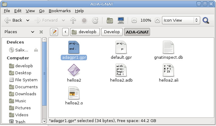 Použití překladače Ada