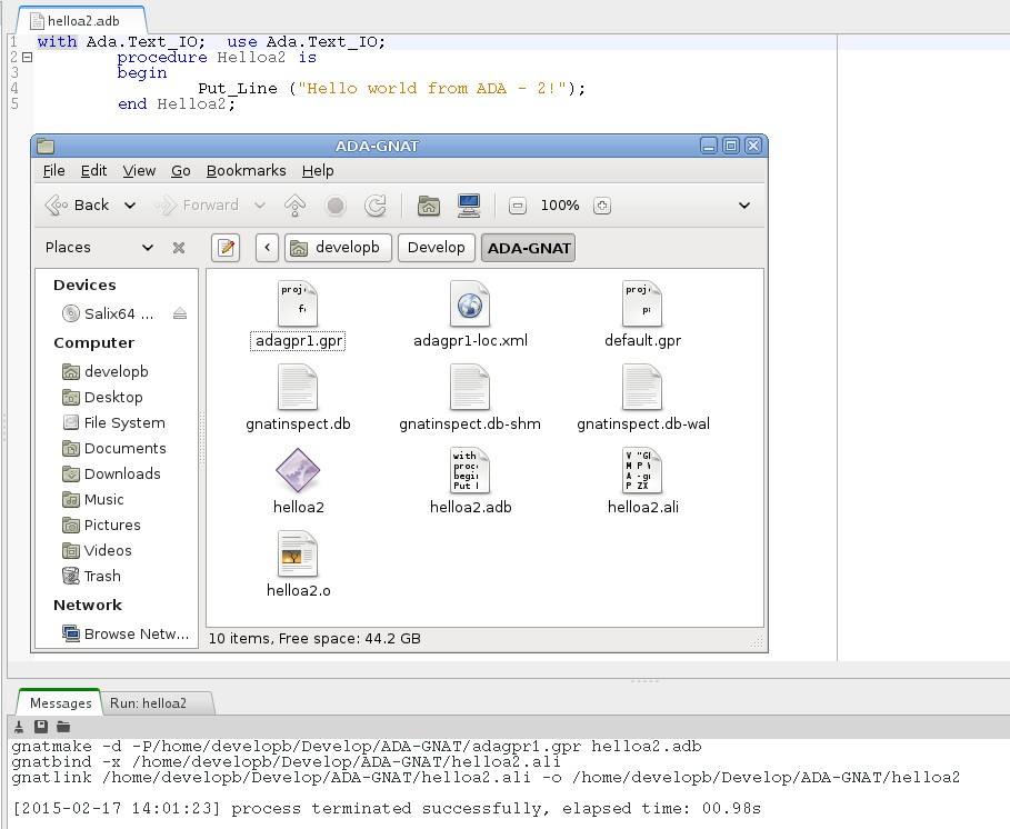 Použití překladače Ada