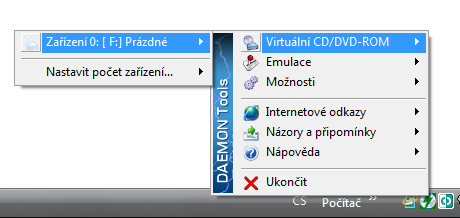 <p>Daemon tools - přiřazení obrazu k virtuální mechanice</p>
