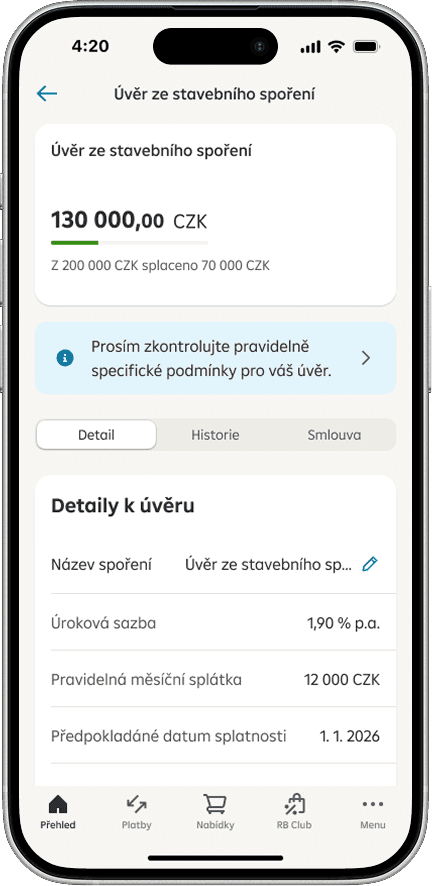 Nastavení u úvěru stavebka