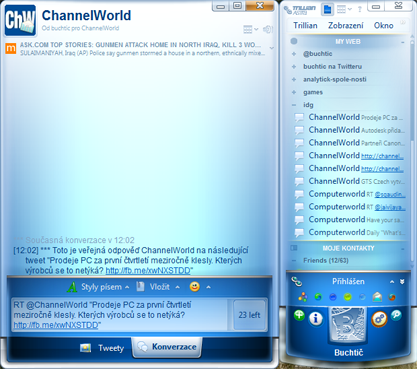 Trillian je multi protokolový IM klient navíc s podporou sociálních sítí