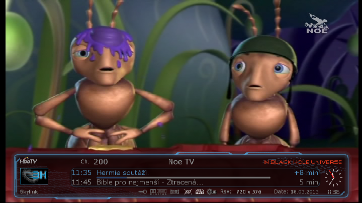 Informační lišta s ukázkou elektronického programového průvodce