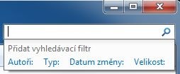 Filtr pro vyhledávání v Průzkumníku Windows