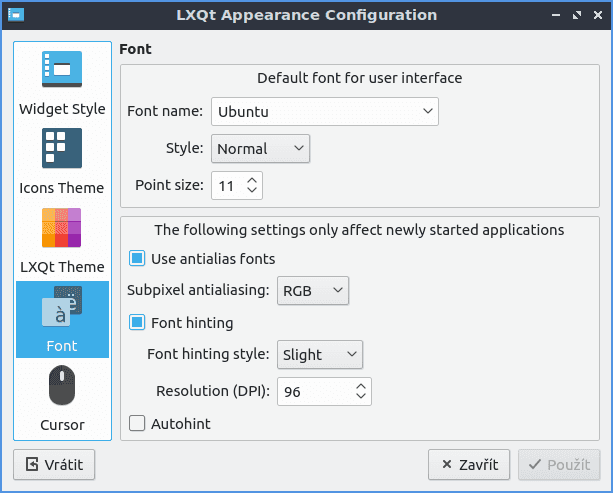 Lubuntu 19.04 - nastavení