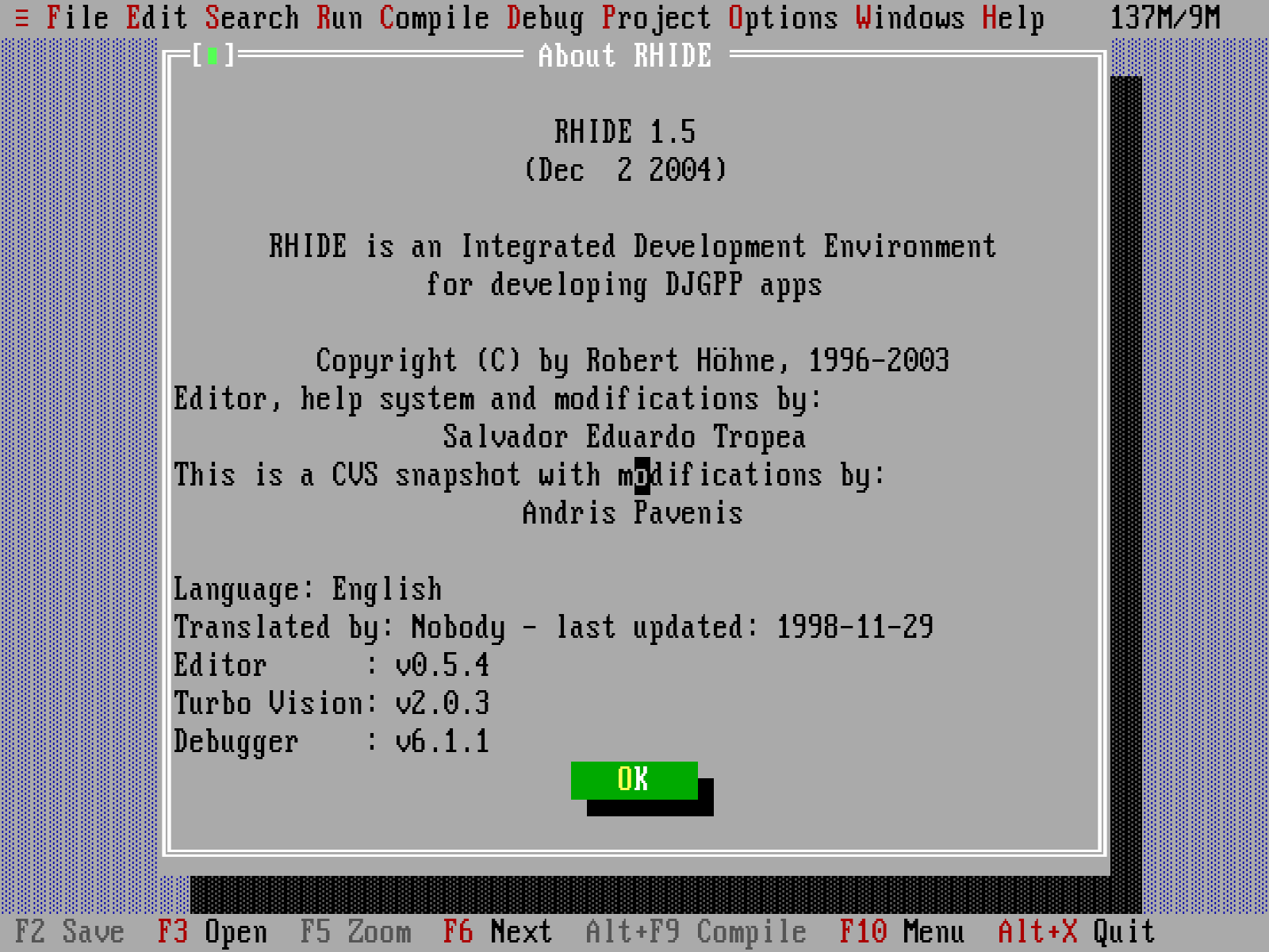 DJGGP a Borland C++ IDE