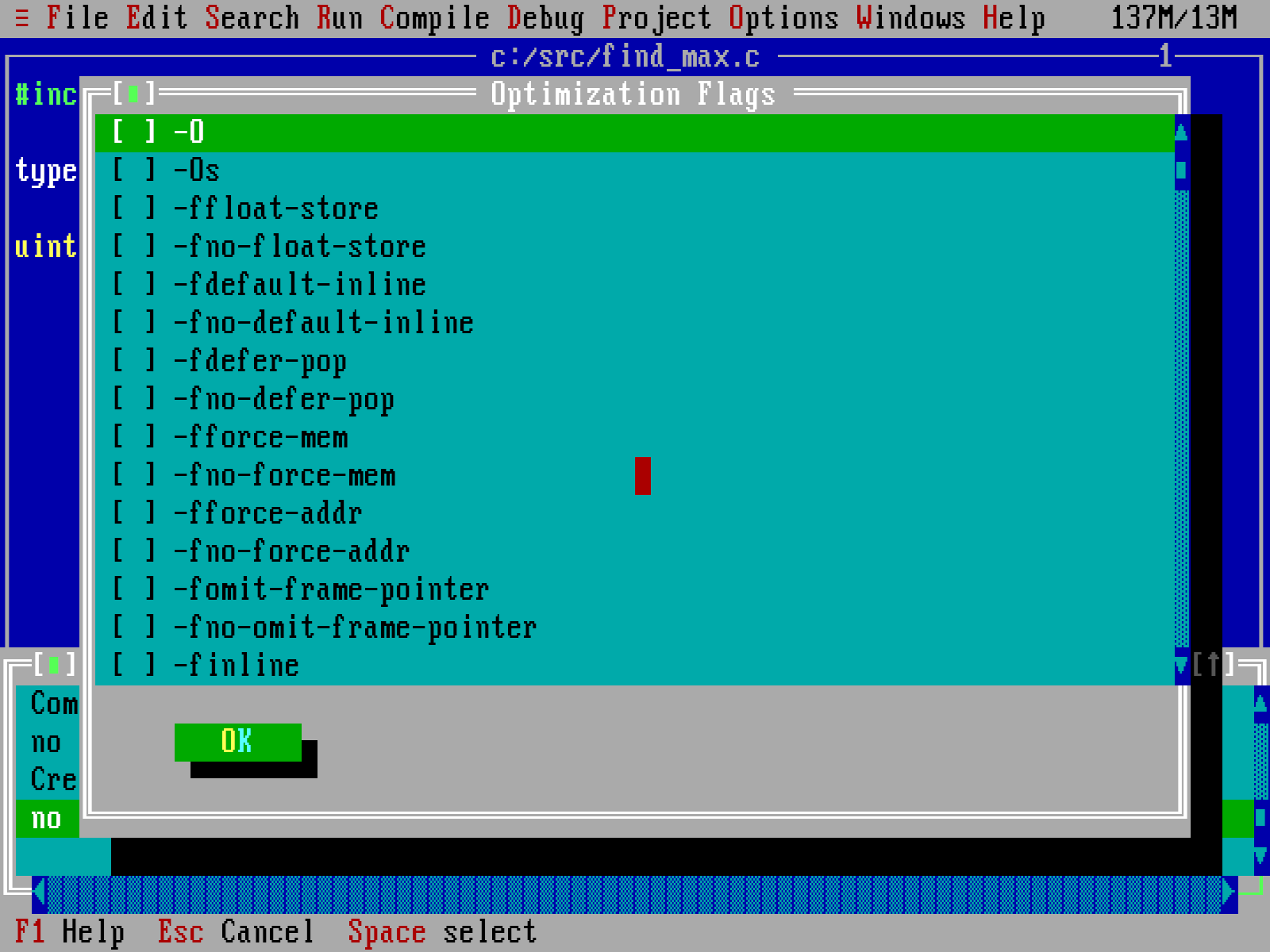 DJGGP a Borland C++ IDE