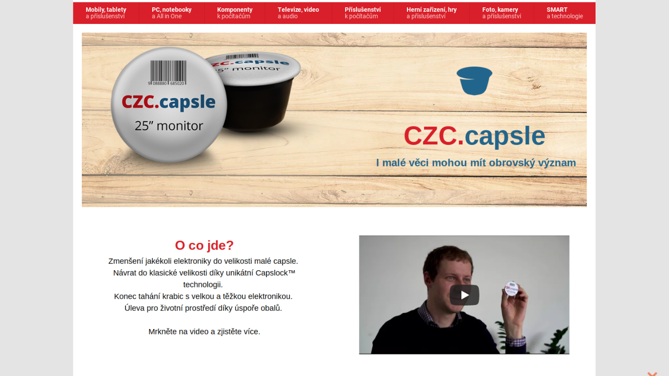 Taky vás nebaví tahat velkou a těžkou elektroniku z obchodu? CZC.cz představilo instantní elektroniku v kapslích. Stačí přinést v kapse, postavit na stůl a zalít horkou vodou. Tadá! Nový komp i s monitorem je tu.