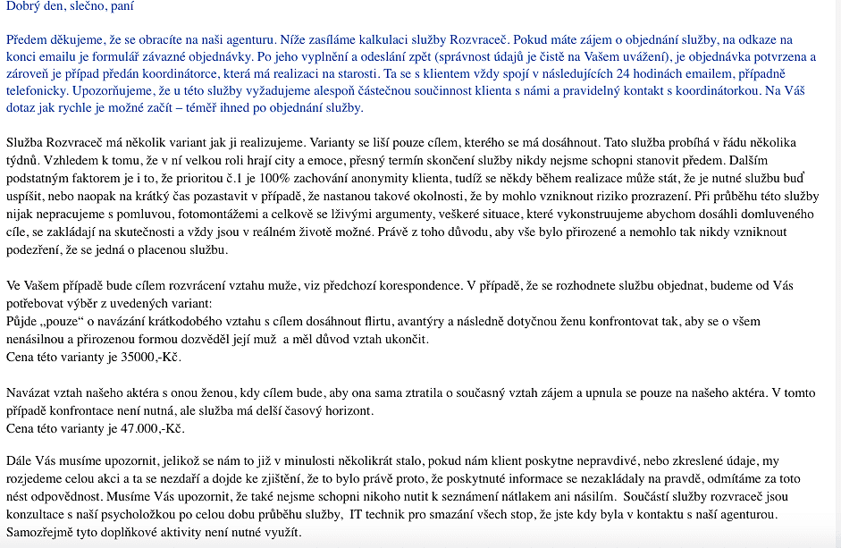 Komunikace s agenturou.