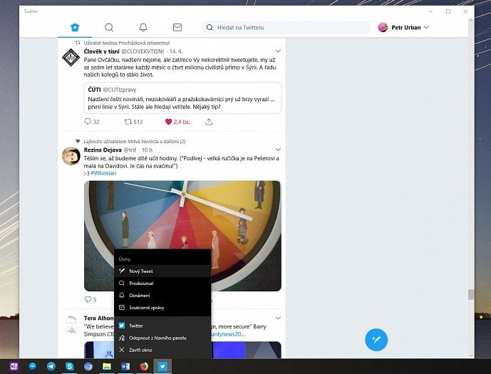 Twitter pro Windows 10 podporuje už i jump listy