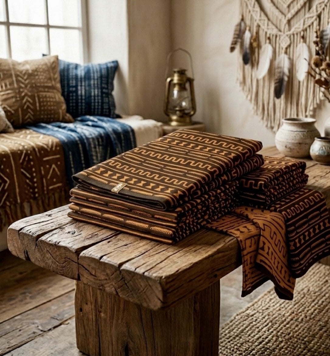 Africké látky na stole od Ada nne