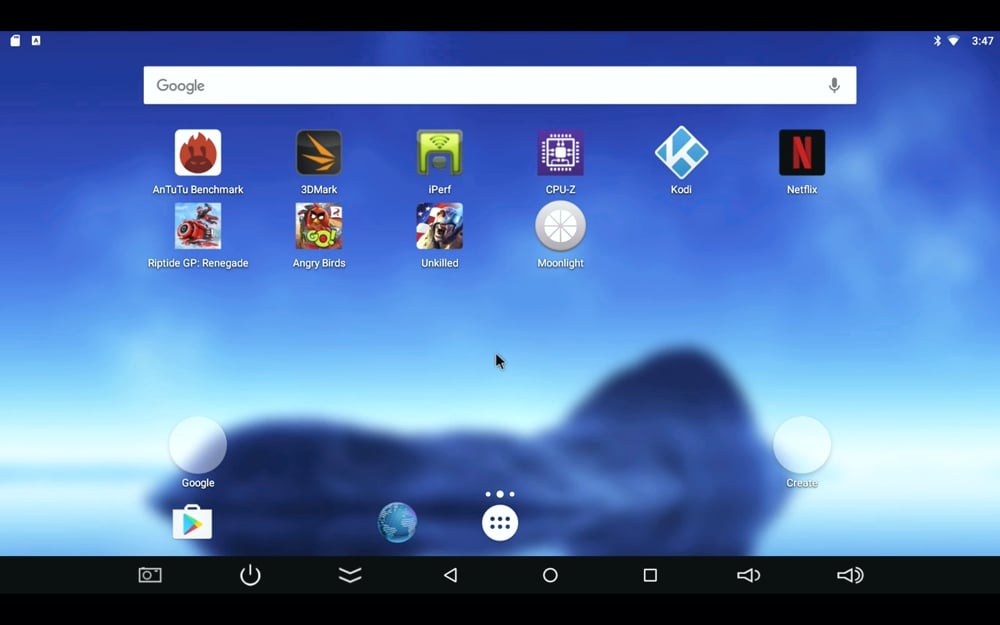 Start, různá hlavní menu a ukázky aplikací