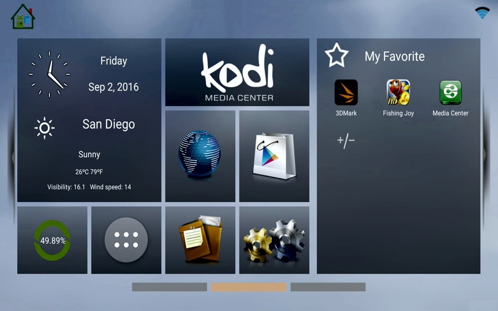 Start, různá hlavní menu a ukázky aplikací