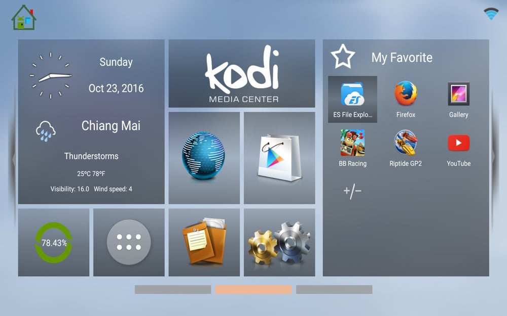 Start, různá hlavní menu a ukázky aplikací