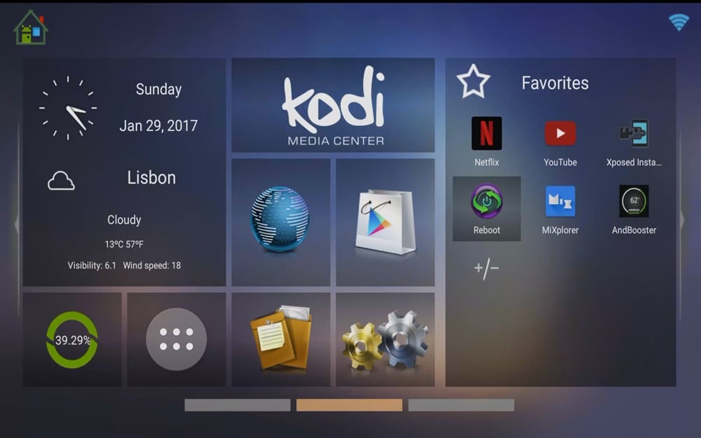 Start, různá hlavní menu a ukázky aplikací