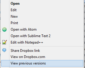Dropbox vám umožní přistupovat k předchozím verzím souborů přímo z pracovní plochy vašeho počítače