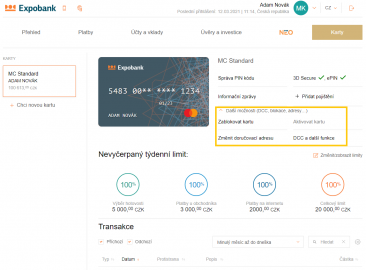 Nastavení platebních karet Expobank umí chránit před nechtěnými poplatky. (03/2021)