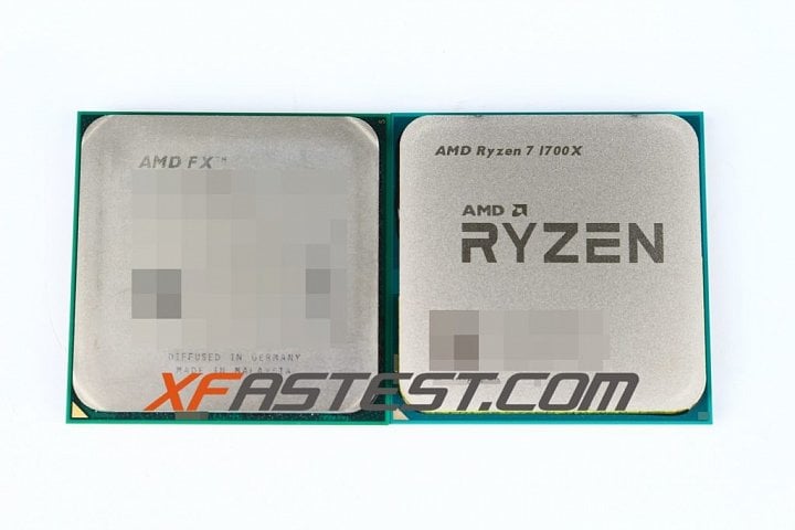 AMD Ryzen 7 1700X (vpravo, zdroj: XFastest.com via VideoCardz)