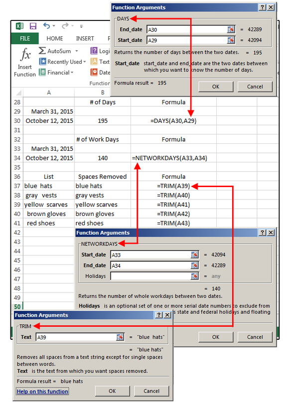 Práce s argumenty funkcí v programu MS Excel