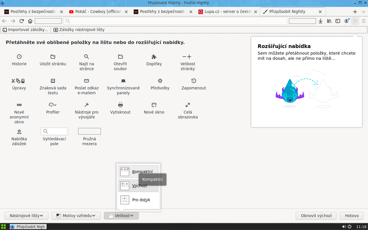 Kompaktní velikost znamená nižší panely.