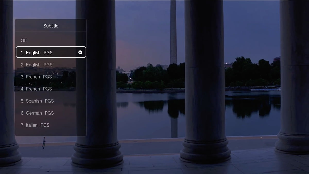Zidoo Z1000 - kontextové menu