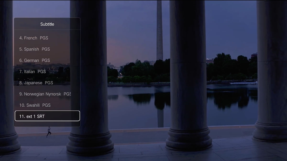 Zidoo Z1000 - kontextové menu