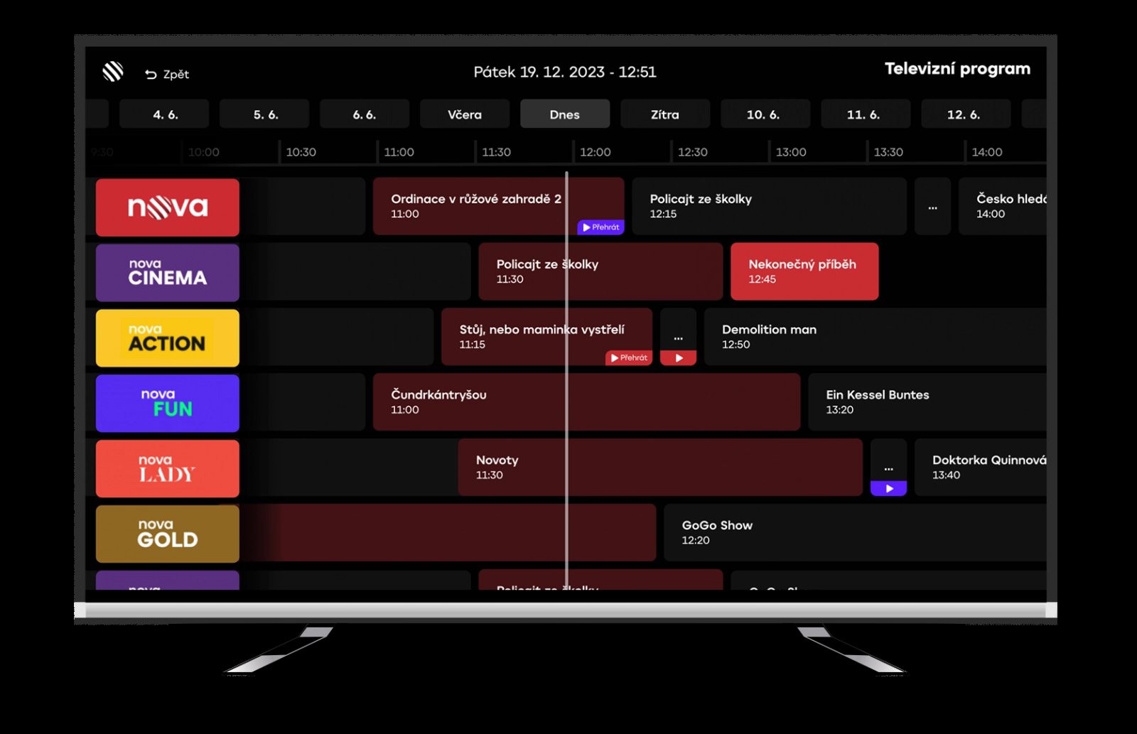 Aplikace Nova.cz v HbbTV