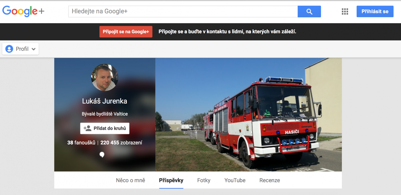 Veřejný profil Lukáše Jurenky na Google+.