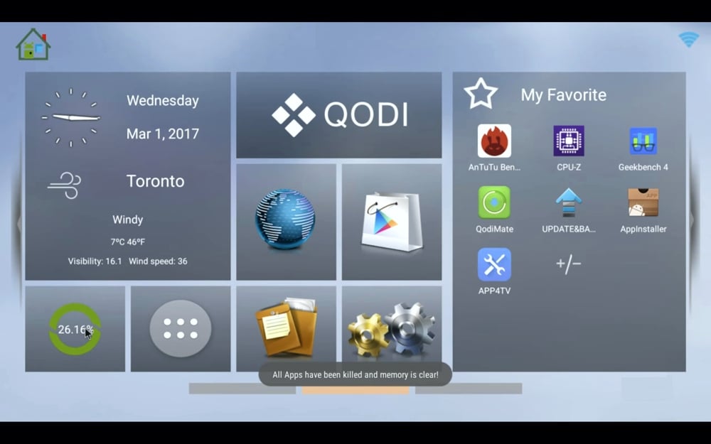 Různé úvodní obrazovky a menu aplikací
