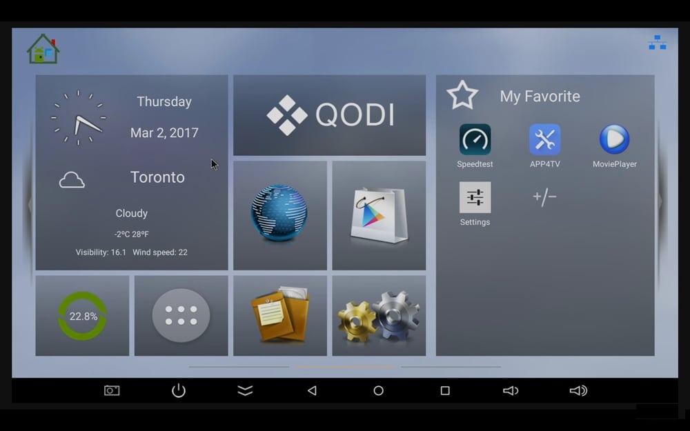 Různé úvodní obrazovky a menu aplikací
