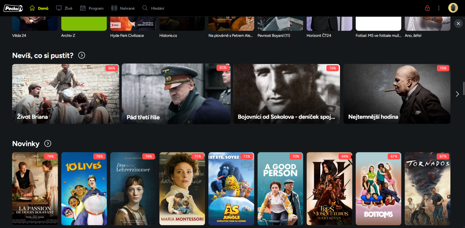 Založení a správa dětského profilu ve službě Pecka.TV