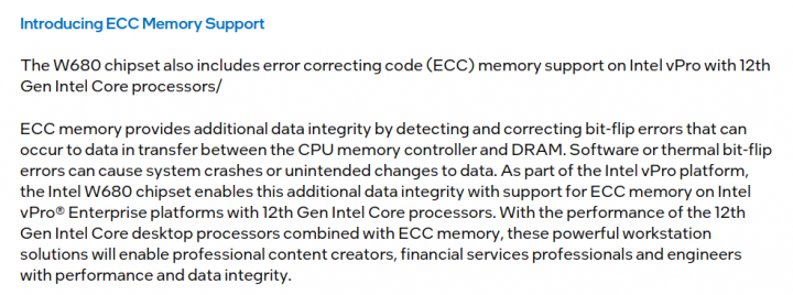 Intel oznamuje podporu pamětí ECC na desktopových procesorech Alder Lake s vPro