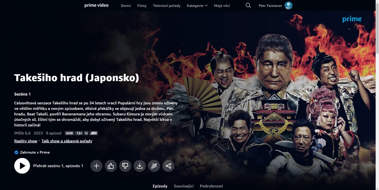 Uživatelské prostředí Amazon Prime Video