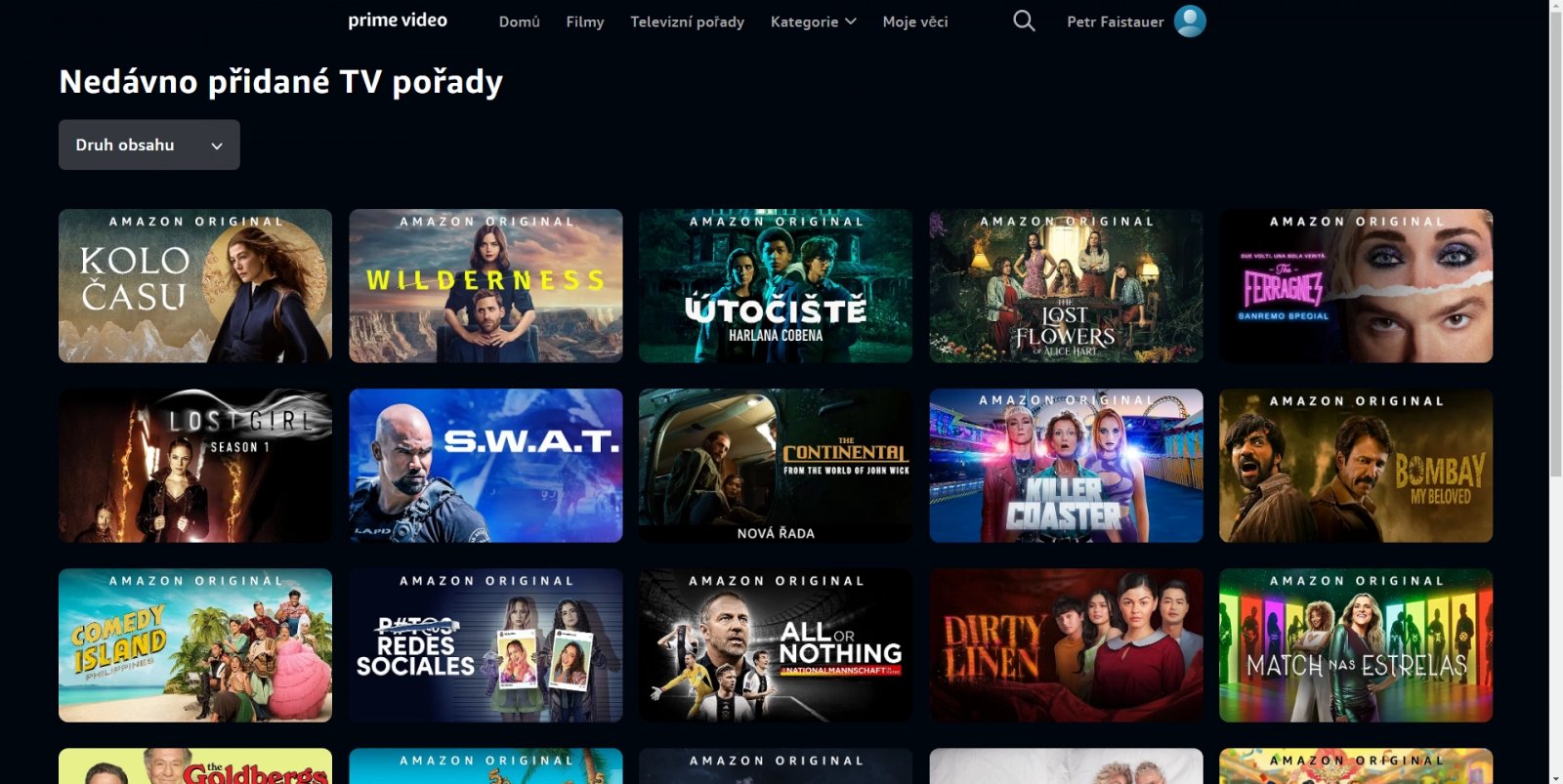 Uživatelské prostředí Amazon Prime Video