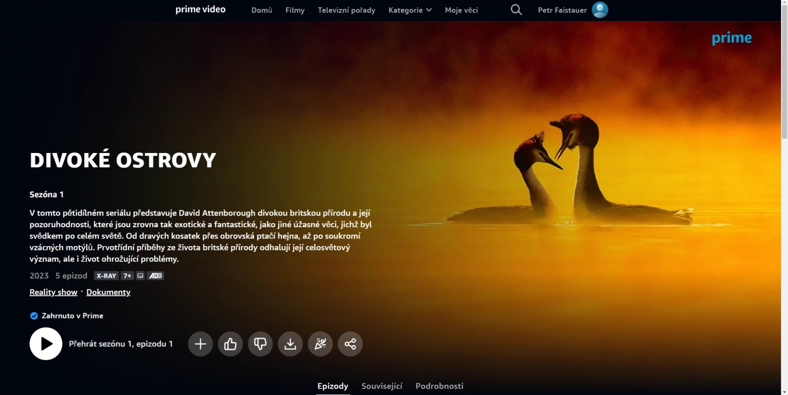 Uživatelské prostředí Amazon Prime Video