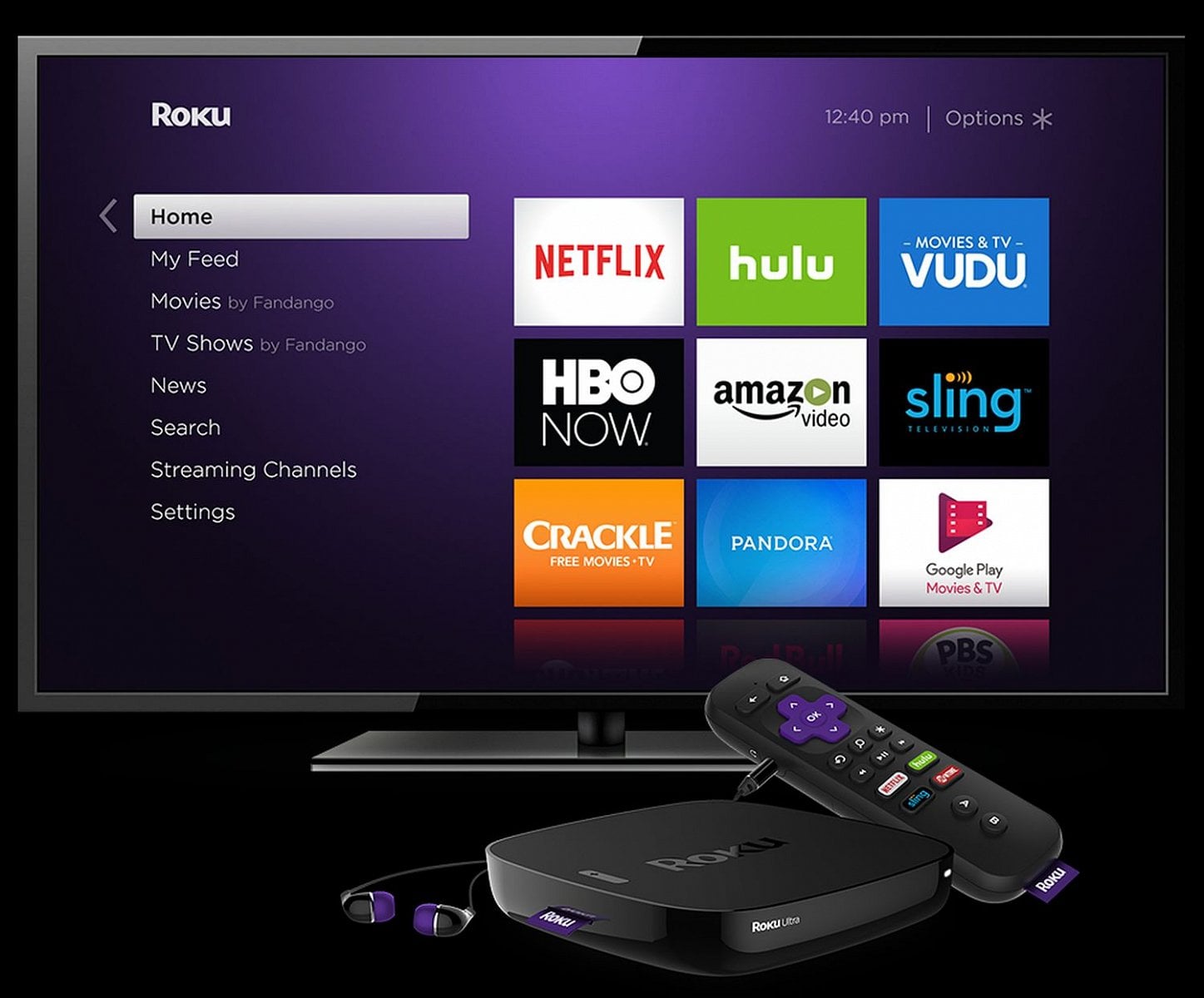 Roku Ultra na televizoru.