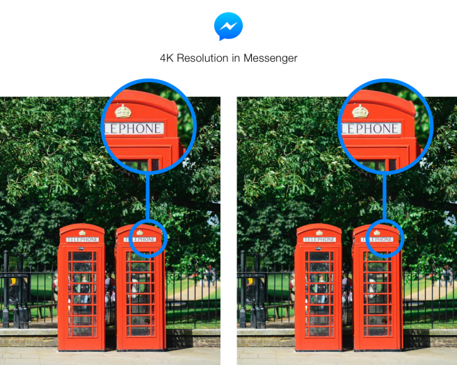 Messenger zavádí podporu pro snímky ve 4k. Facebook nabízí srovnání s dosavadní kvalitou (2k)