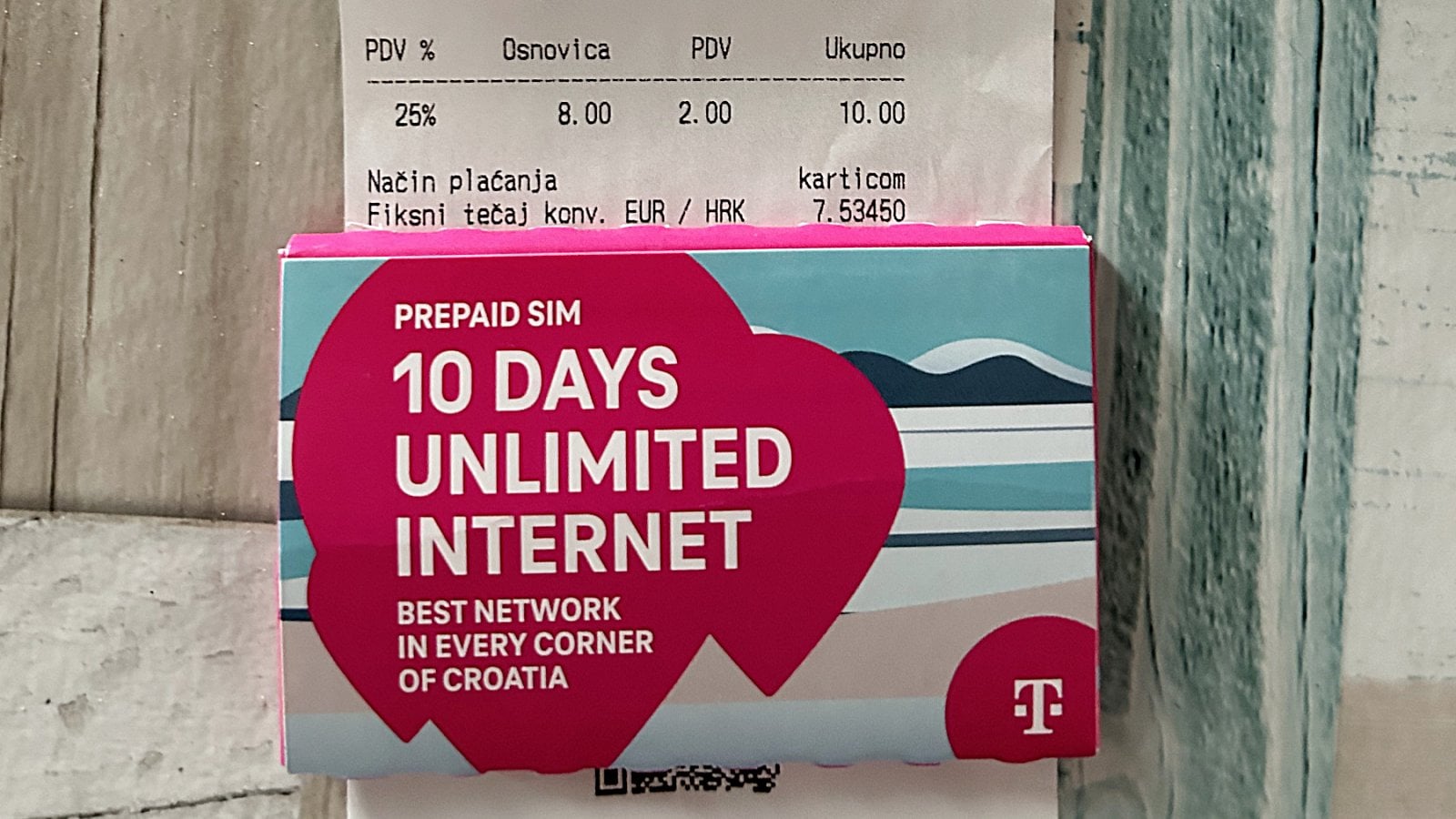 Přeplacená karta na neomezený internet na deset dní za 10 eur.