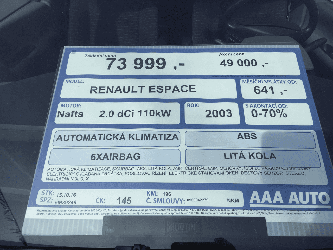 Renault Espace, AAA Auto, kilometry nelze ověřit
