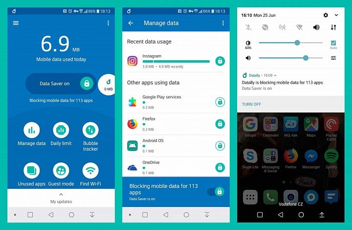 Datally vám umožní nastavit omezení přístupu aplikací k mobilnímu internetovému připojení